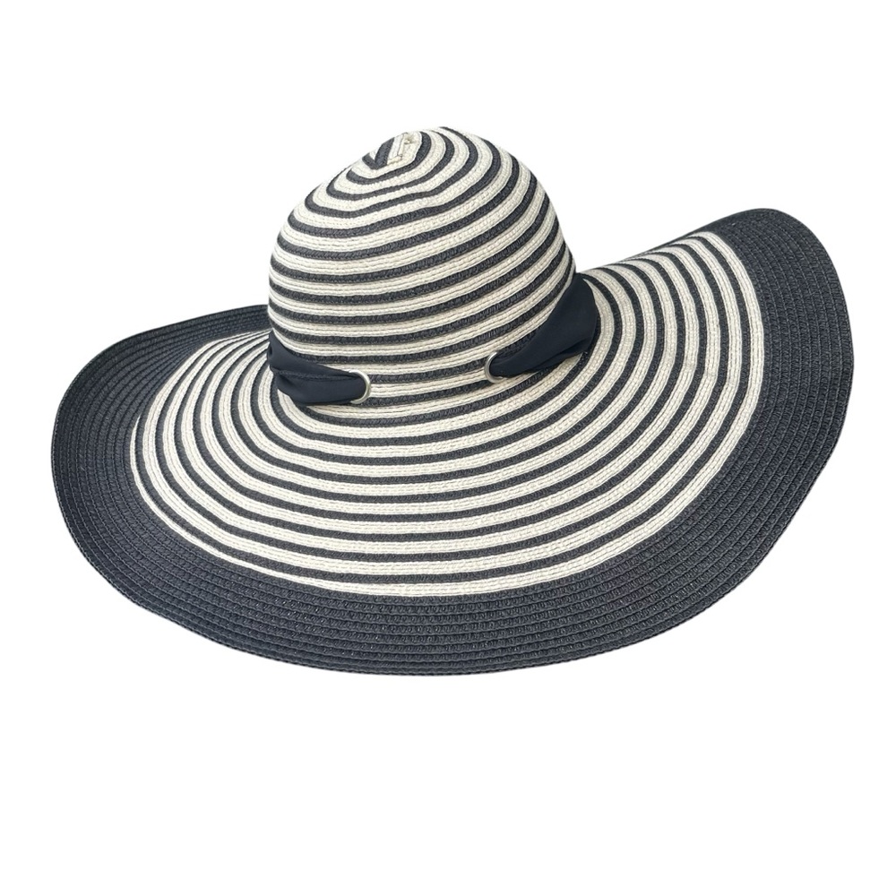 David & Young Black/Cream Adjustable Tie Wide Brim Sun Hat - Picture 4 of 8